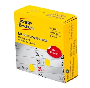 Avery Zweckform Kółka do zaznaczania w dyspenserze, trwałe, 800 szt. / rolka, $65310 mm, żółte, Zweckform 3852 - Etykiety do drukarek - miniaturka - grafika 2
