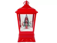 Ozdoby bożonarodzeniowe - Świąteczny Lampion Światełka Sypiący Śnieg Mikołaj Czerwona - miniaturka - grafika 1