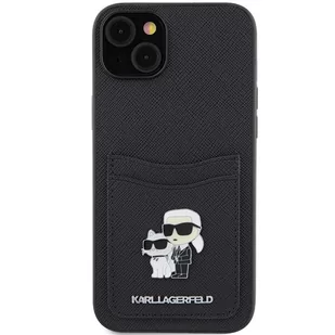 Karl Lagerfeld KLHCP15SSAPKCNPK iPhone 15 6.1" czarny/black hardcase Saffiano Cardslot Karl&Choupette Metal Pin - Etui i futerały do telefonów - miniaturka - grafika 3