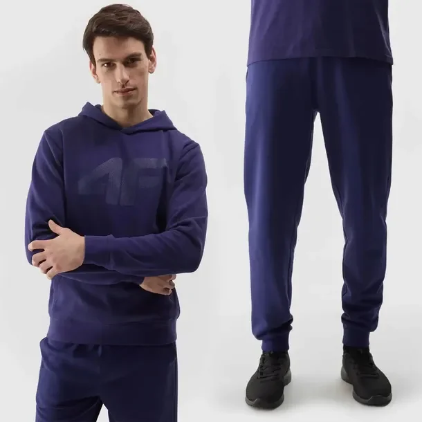 Komplet Bluza i Spodnie Dresowe Dresy Sportowe Logo Męskie 4F Granatowy S
