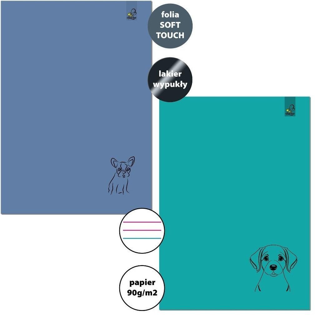 Zeszyt A4/32K 3-linie kolor 90g Psy 6szt