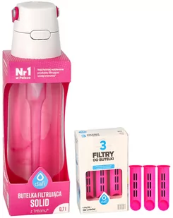 Butelka filtrująca Solid Różowa 0,7L + 4x filtr wkład Węglowy do butelki - Butelki filtrujące - miniaturka - grafika 1