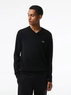 Swetry męskie - Lacoste Sweter AH1951 Czarny Regular Fit - miniaturka - grafika 1