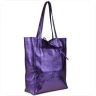 Torebki damskie - Torebka skórzana lekka fioletowa metaliczna - miniaturka - grafika 1