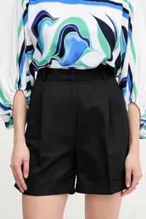 Tommy Hilfiger szorty z domieszką lnu damskie kolor czarny gładkie high waist WW0WW44767 - Spodnie sportowe damskie - miniaturka - grafika 1