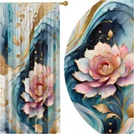 Zasłony - GOTOWE ZASŁONY NA ŻABKI TAŚMIE 140X250 ZASŁONA KWIATY 258 SKRÓCENIE W CENIE - miniaturka - grafika 1