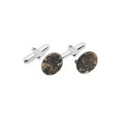 Spinki do mankietów i krawatów - Srebrne spinki do mankietów Meteoryt w oprawie ø12 (S1225) Srebro [925] - miniaturka - grafika 1