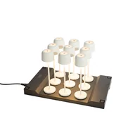 Lampy stojące - QAZQA Zestaw 9 akumulatorowych lamp stołowych Mushroom w kolorze kremowym włącznie ze stacją ładującą - Raika - miniaturka - grafika 1