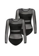 Bielizna nocna - 2 Pack Body damskie z siateczką Stripy Czarne - miniaturka - grafika 1
