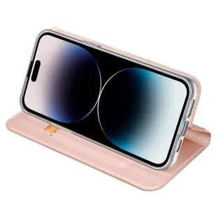 Etui do iPhone 15 Pro pokrowiec z klapką i portfelem Dux Ducis Skin Pro - różowe - Portfele - miniaturka - grafika 5
