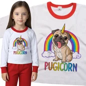 Piżamy dla dziewczynek - Piżama dziecięca Pugicorn Mopsorożec Mops Mopsik Pies Piesek 98/104 - VoloDonum - miniaturka - grafika 1