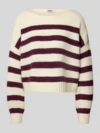 Swetry damskie - Sweter z dzianiny o kroju regular fit ze wzorem na całej powierzchni model ‘LAYA’ - miniaturka - grafika 1