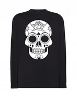 Koszulki męskie - Longsleeve męski nadruk biała CZASZKA SKULL r.M - miniaturka - grafika 1