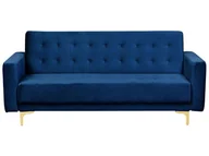 Sofy i kanapy - Beliani Sofa trzyosobowa welur ciemnoniebieska ABERDEEN - miniaturka - grafika 1