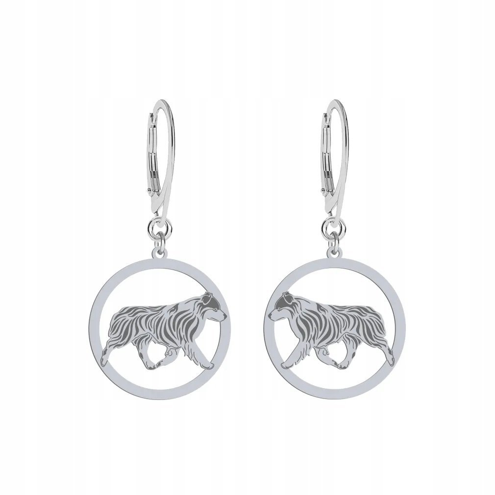 Kolczyki Srebrne z psem Miniaturowy Owczarek Amerykański 925 Kobieta GRAWER