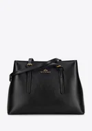 Torebki damskie - Shopperka ze skóry naturalnej z regulowanymi rączkami czarna - miniaturka - grafika 1