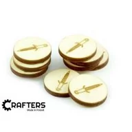 Akcesoria do gier planszowych - Crafters Znaczniki drewniane okgrągłe miecz 22x3mm 10szt - Crafters - miniaturka - grafika 1