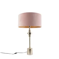 Lampy stojące - QAZQA Lampa stołowa art deco złota klosz welurowy różowy 50cm - Diverso - miniaturka - grafika 1