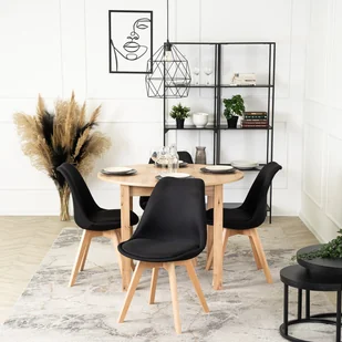 Krzesło Tapicerowane do Jadalni NEVEL Czarne Skandynawskie - Krzesła - miniaturka - grafika 1