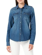 Bluzki damskie - VERO MODA Women's VMMARIA LS Slim Shirt Mix New NOOS bluzka, Medium Blue Denim, M, niebieski (medium blue denim), M - miniaturka - grafika 1