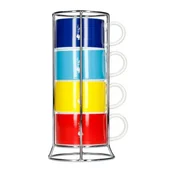 Filiżanki - Bialetti Color Zestaw 4 filiżanek do cappuccino na stojaku 99TAZZ111 - miniaturka - grafika 1