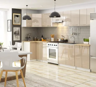 Szafka OLIWIA S60 3SZ + BLAT BIAŁA / CAPPUCCINO POŁYSK - Meble kuchenne - miniaturka - grafika 5