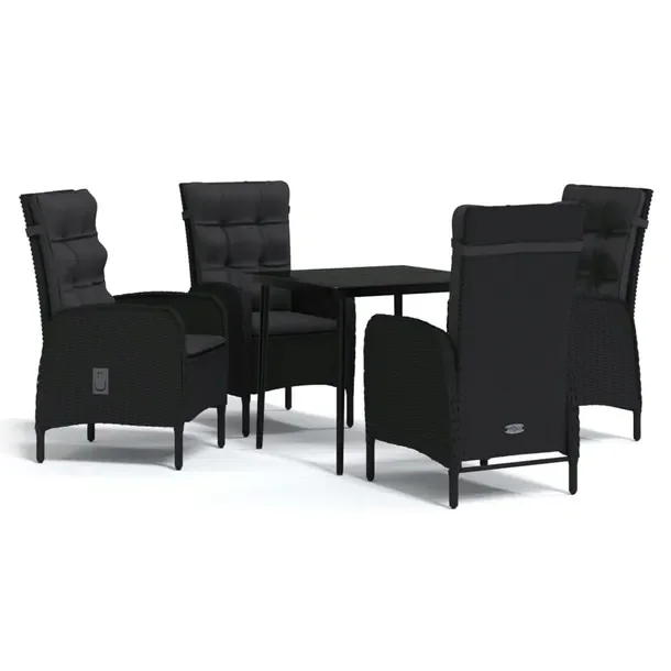 Zestaw mebli ogrodowych czarny, stół 80x80x74 cm, krzesła 58x63x108 cm