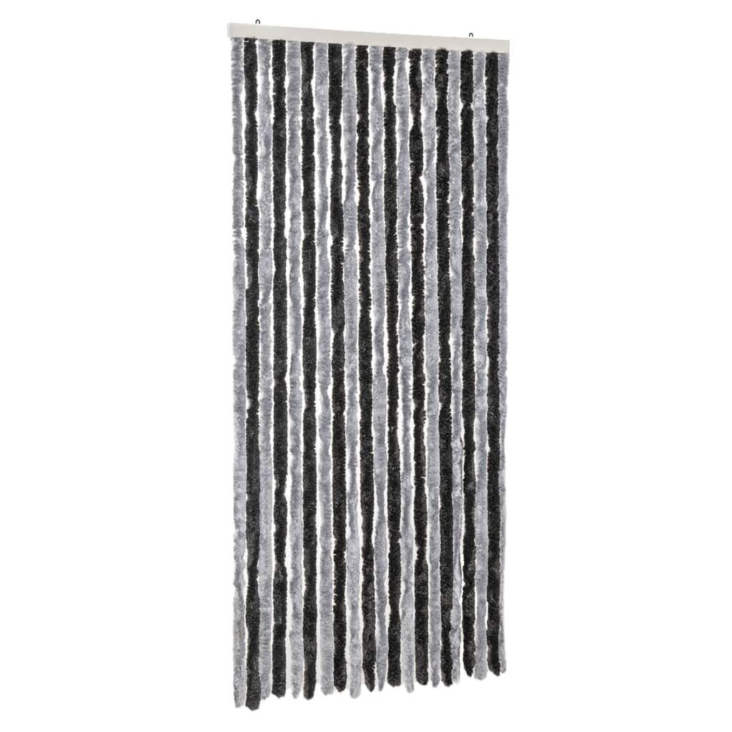 vidaXL Zasłona przeciwsłoneczna szara i czarna 90x200 cm szenilowa