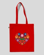 Torby i wózki na zakupy - TORBA BAWEŁNIANA NA ZAKUPY SERCE ŁOWICKIE Czerwony - miniaturka - grafika 1