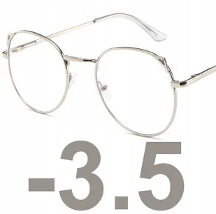 Okulary metal korekcyjne minusy kocie uszy -3.5 - Okulary korekcyjne, oprawki, szkła - miniaturka - grafika 1