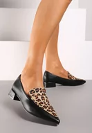 Półbuty damskie - Brązowe Półbuty Typu Loafersy ze Szpiczastym Noskiem na Niskim Słupku Tillea - miniaturka - grafika 1