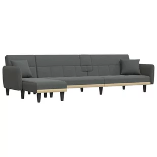 Sofa rozkładana L, ciemnoszara, 275x140x70 cm, tka - Narożniki - miniaturka - grafika 1