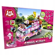 Klocki - Elefun Magic World Mobilna Lodziarnia Klocki 12w1 589el. - miniaturka - grafika 1