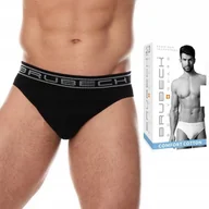 Majtki męskie - Slipy męskie bezszwowe bawełniane majtki BRUBECK BE0029M czarny - L - miniaturka - grafika 1