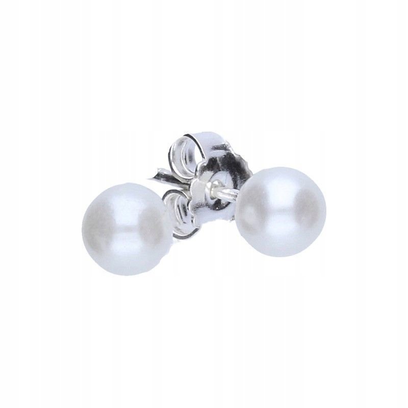 srebrne kolczyki dla kobiety 925 eleganckie perły perełki 6 mm na prezent