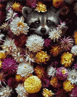 Artnapi 40x50cm Zestaw Do Malowania Po Numerach - Szop pracz w kwiatach - Na Drewnianej Ramie - Malowanie po numerach Artnapi 40x50cm Zestaw Do Malowania Po Numerach - Szop pracz w kwiatach - Na Drewnianej Ramie - Malowanie po numerach - miniaturka - grafika 1