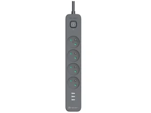 Listwa zasilająca antyprzepięciowa TRACER Power Line+ mobile ready 1.5 m (4 gniazda + 3x USB A, 5V 2,4A) - Listwy zasilające - miniaturka - grafika 1