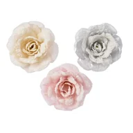 Ozdoby bożonarodzeniowe - Zawieszka róża na klipsie ośnieżona - miniaturka - grafika 1