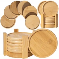 Obrusy i serwetki - Bambusowe podkładki podstawki zestaw 6 SZT stojak podstawka kubek szklanka - miniaturka - grafika 1