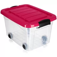 Pudła i pojemniki do przechowywania - Plastikowy pojemnik na kółkach Vado 20L, różowy - miniaturka - grafika 1