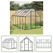 Szklarnie ogrodowe - The Living Store Szklarnia z ramą fundamentową antracyt 334x169x195 cm aluminium - miniaturka - grafika 1