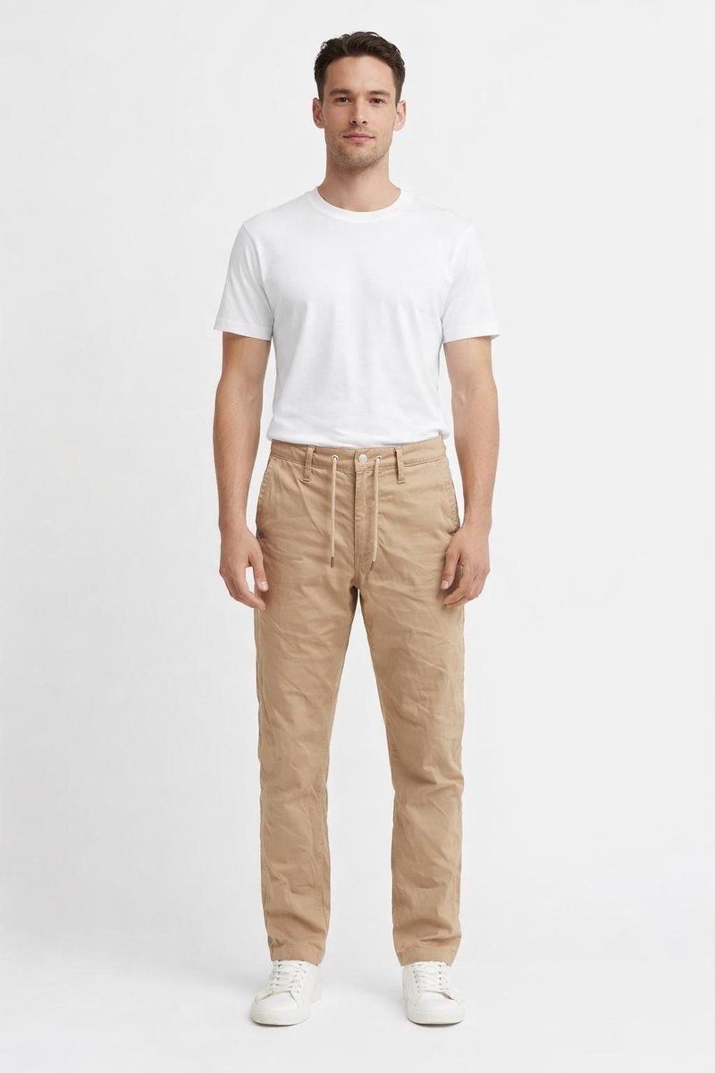 GUESS CASUAL BEŻOWE SPODNIE MĘSKIE Z SZNUROWANIEM PROSTE 31/32 1GŁA