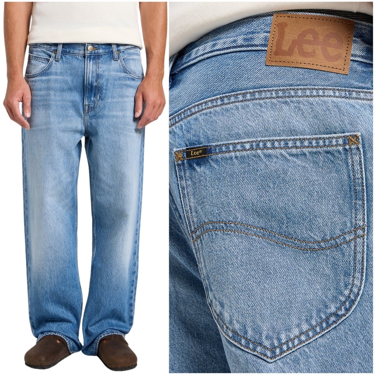 Lee ASHER loose straight bardzo luźne spodnie jeansowe bez streczu W33 L32