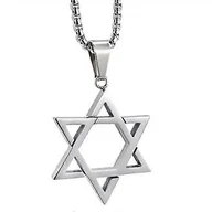 Naszyjniki męskie - Conly Męski naszyjnik 925 Silve Star Of David - 22 cale Srebro - miniaturka - grafika 1