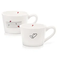 Kubki - Kubki / filiżanki z uchem ceramiczne białe serduszka zestaw 2 szt. 210 ml kod: O-128864 - miniaturka - grafika 1