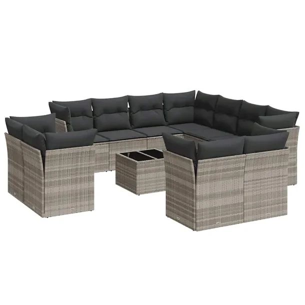 Zestaw mebli ogrodowych jasnoszary z rattanem PE, 62x62x69 cm, 55x55x37 cm