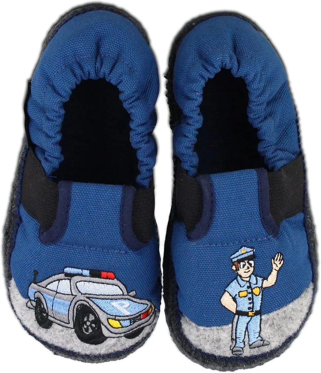 KAPCIE DZIECIĘCE CHATNI BUTY POLIZEI NIEBIESKIE WELNA TYROL