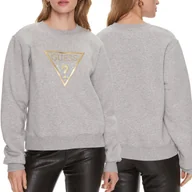 Bluzy damskie - Guess szara bluza damska złote logo ocieplana W3YQ12K9Z21-LMGY L - miniaturka - grafika 1