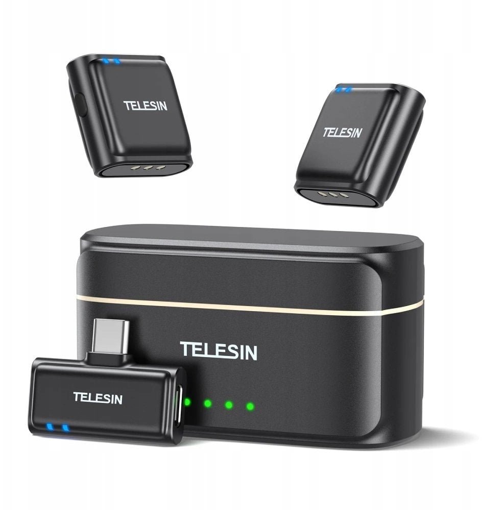 Mikrofon Telesin Mikrofon bezprzewodowy krawatowy + powerbank do telefonów USB-C P5-MCP-01