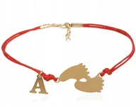 Bransoletki - Złota bransoletka sznurkowa stópki grawer dowolna literka - miniaturka - grafika 1